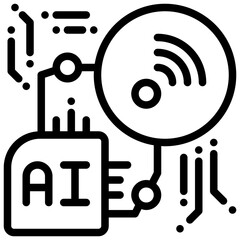 signal wireless control ai connecting technology simple line icon