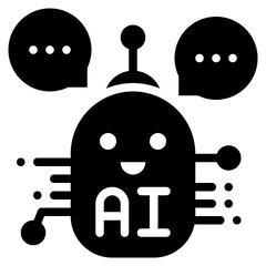 robot chat bot community ai technology thinking solid glyph icon