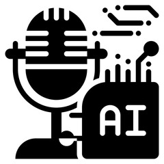 sound microphone music singing song ai control program solid glyph icon