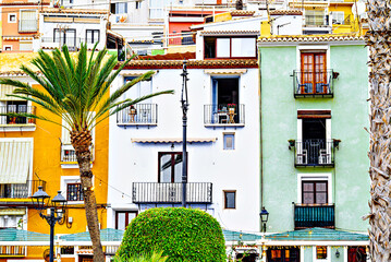 Picturesque and colorful town of Villajoyosa on the shores of the Costa Blanca in Alicante, Valencian Community, Spain
