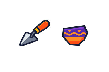 Trowel and artifact icon on a dark background