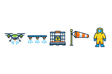 Obraz premium Collection of agricultural and safety equipment icons