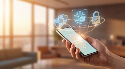 Enhancing mobile security unlocking the future of digital safety home office technology showcase modern interior close-up view innovation and protection