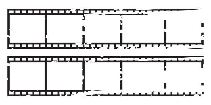 film strip icon isolated on background with texture brush. ribbon photo film strip frame, Video Film strip roll