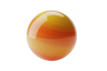 Orange planet with yellow and red stripes isolated on a transparent background