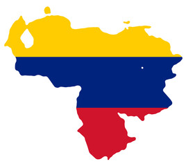 simplified shape of the map of Venezuela in the colors of the flag , isolated
