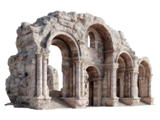 Ancient Roman Architectural Ruins with Arches and Columns