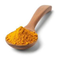 Healthy Cooking Ingredient Turmeric Powder in Wooden Spoon
