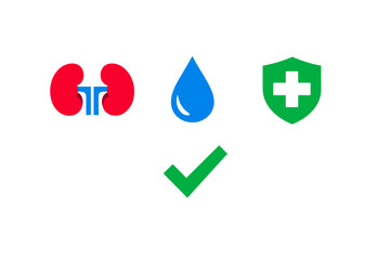 Obraz premium Kidney, Water Drop, and Shield Icons with Neon Glow