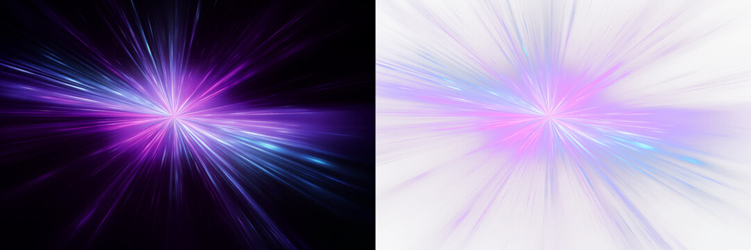 Hyperspace speed effect with light trails and neon curving lines.  Moving lines design, abstract glowing PNG graphic element.