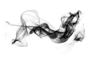 Abstract Black Smoke Artistic Wispy Forms on White Background