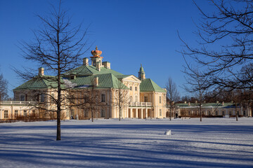 Grand Menshikov Palace in Oranienbaum in winter. Saint Petersburg, Russia