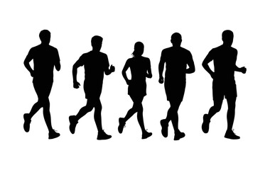 Diverse group of people staying active and fit with a healthy run or jog