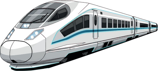 Fototapeta premium Modern High-Speed Train Bullet Train White Railway Vehicle.