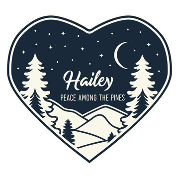 Peace Among the Pines Mountain Night Landscape Heart Icon