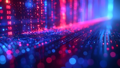 Digital Highway: An abstract digital landscape with data streams and glowing lights, evoking a sense of technological advancement.