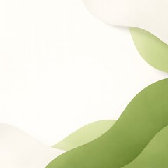Abstract Green and Cream Wave Background with Soft Organic Shapes and Copy Space