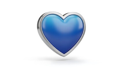 Blue Heart on White Background