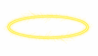 Yellow glowing halo ring isolated on white background.