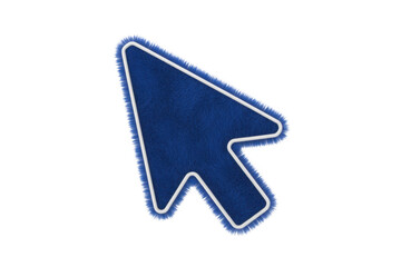 Obraz premium Blue computer mouse cursor with white outline arrow isolated on a transparent background