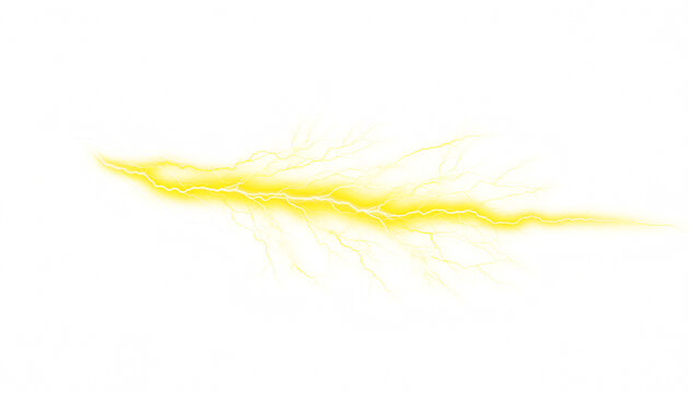 Golden yellow thunder on transparent background.