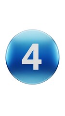 Obraz premium Blue Circle with White Number Four on White Background