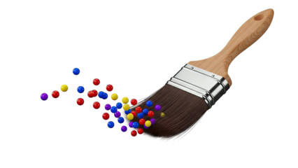 Paintbrush with colorful spheres