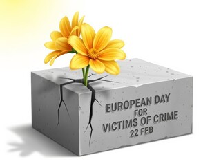 Yellow Flower Breaking Through Concrete Symbolizing Survivor Resilience