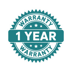 Obraz premium A teal warranty badge displaying one year of coverage is shown