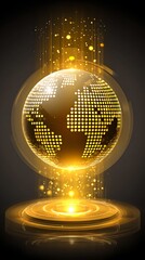 Glowing Orb with Fire Sparkles Digital Art