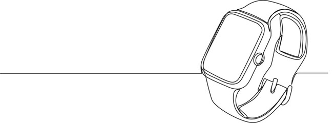 continuous single line drawing of a smartwatch, line art vector illustration