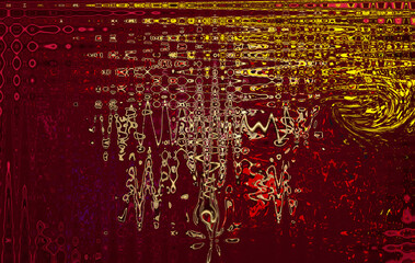 Abstract digital background with vibrant red and yellow waves. Dynamic patterns create a modern, distorted texture.