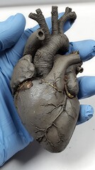 Hands Sculpting a Grey Clay Heart