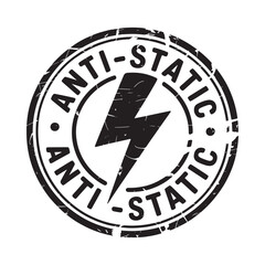 Anti static logo with a lightning bolt symbol