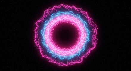 Concentric rings of vibrant electrical energy pulse against a dark background