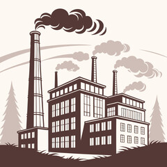 Obraz premium Industrial factory with smokestacks emitting smoke 1