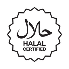 Fototapeta premium Halal certified logo with arabic script and english text