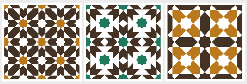 Islamic Moroccan Geometric Tile Patterns Set