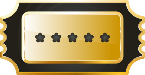 Ticket gold icon. Isolated on transparent background.