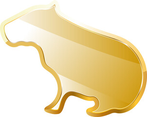 Capibara gold icon. Isolated on transparent background.
