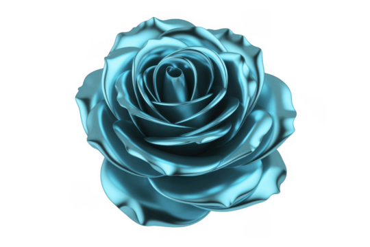 Teal blue rose teal rose flower isolated on a transparent background - Powered by Adobe