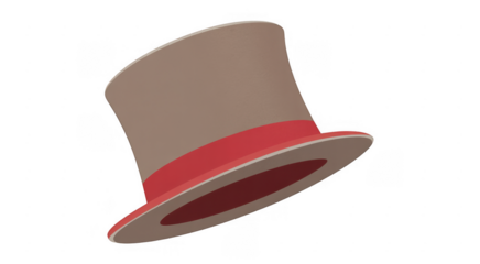 Brown hat with red band red hat band classic hat isolated on a transparent background
