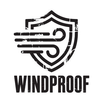 windproof logo with shield and wind symbol
