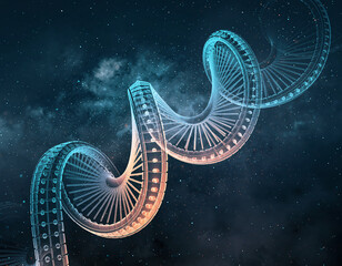 Futuristic DNA Helix in Outer Space with Glowing Effects