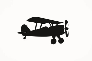 Vintage biplane and propeller aircraft vector illustration isolated on sky background for retro aviation travel and military transport