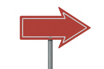 Red directional arrow sign red arrow directional sign isolated on a transparent background