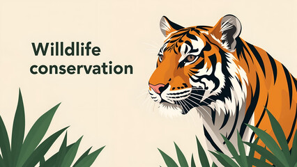 Wildlife Conservation Poster Featuring Tiger Illustration