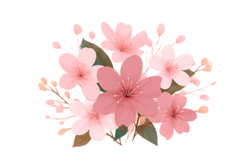 Pink cherry blossom watercolor floral bouquet