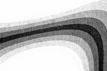 Macro photo of printed halftone bands bending around a corner, from light to dark density. Black diagonal dots on a transparent background PNG.