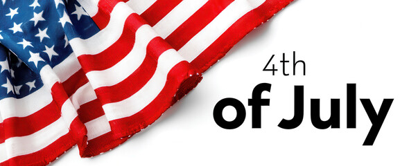 American flag with 4th of July celebration text on a white background
